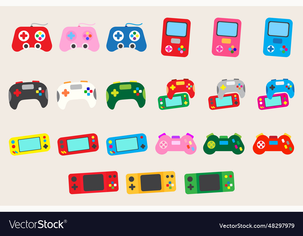 Collection icon joystick gamepad game console vector image Collection icon joystick gamepad game console