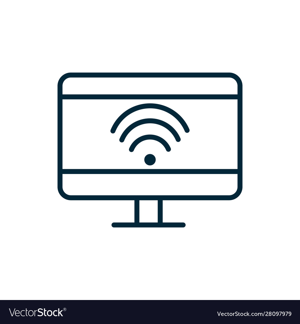 Computer monitor wifi internet things line icon