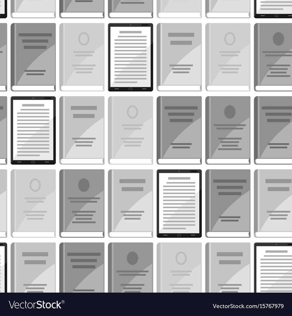 Digital library seamless pattern set of books