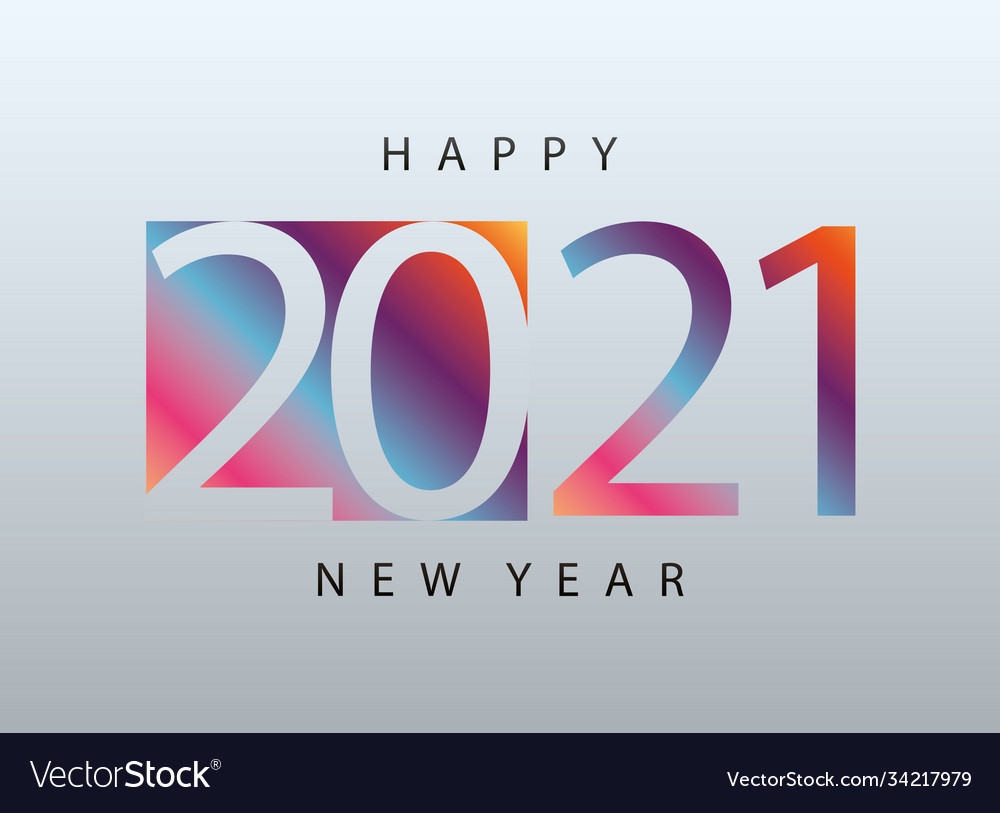 Frohes neues Jahr 2021 bunte Briefkarte vector image Frohes neues Jahr 2021 bunte Briefkarte