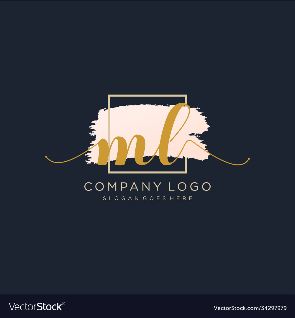 Initial ml handwriting logo with circle template Vector Image Initial ml handwriting logo with circle template