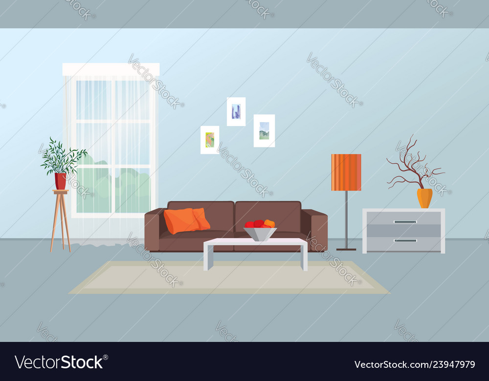Living Room Interior Furniture Design Home Vector Image