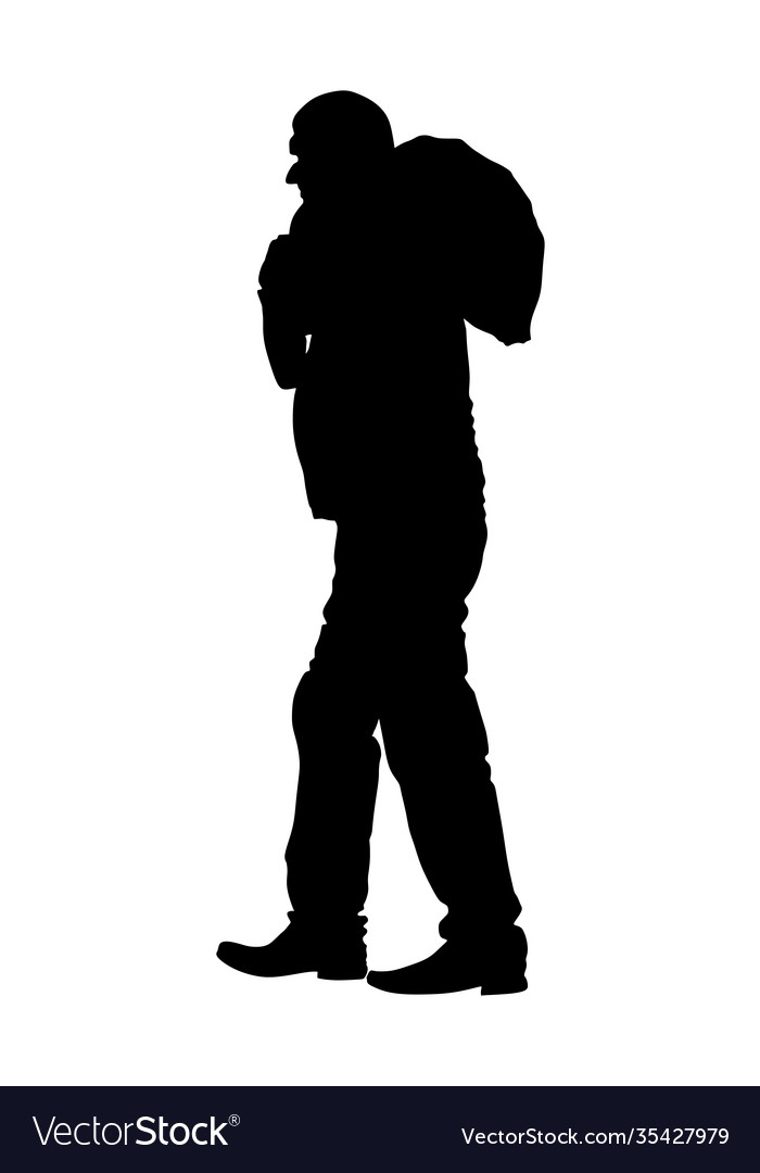 Mann trägt Sack auf Schulter Silhouette vector image Mann trägt Sack auf Schulter Silhouette