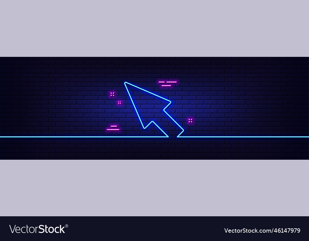 Mouse cursor line icon pointer sign neon light