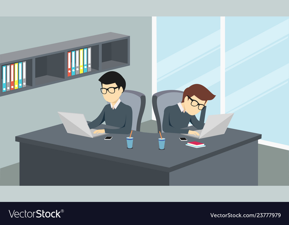 People working in an office with a computer Vector Image People working in an office with a computer
