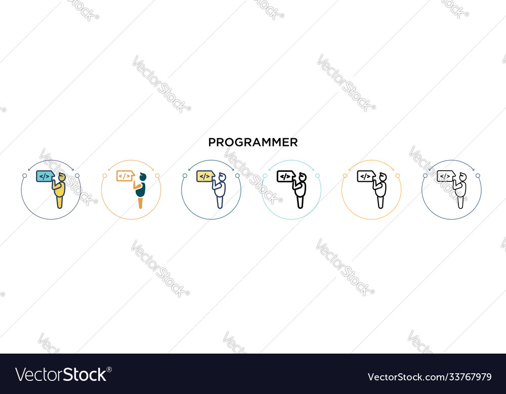 Programmer icon in filled thin line outline