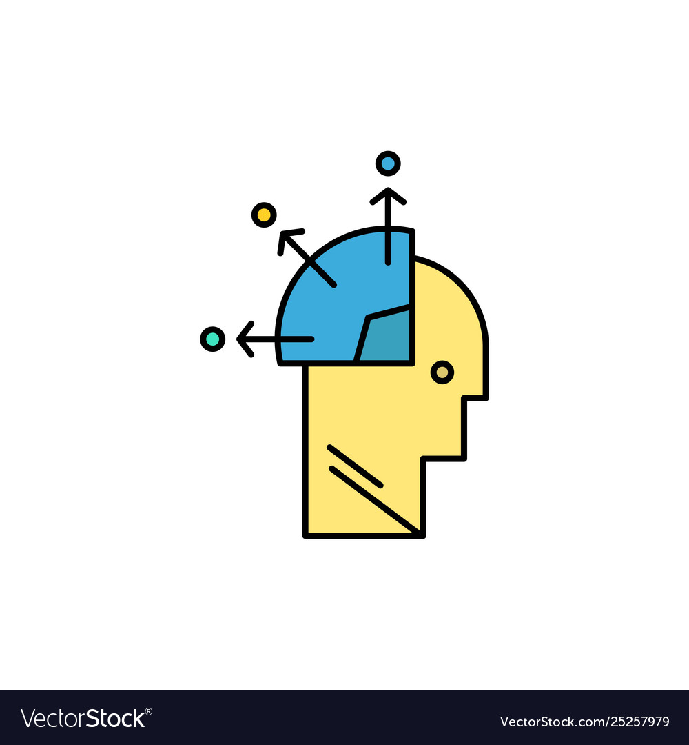 User man mind programming art flat color icon vector image User man mind programming art flat color icon