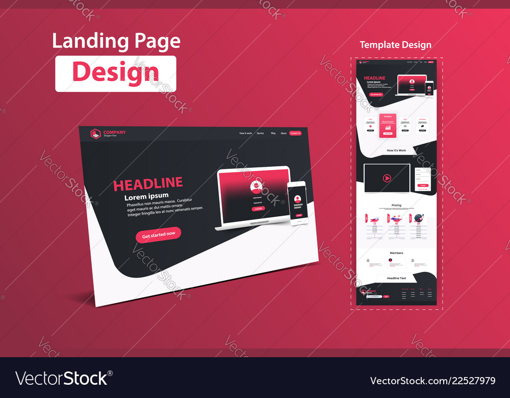 Website landing page design web analytics vector image Website landing page design web analytics