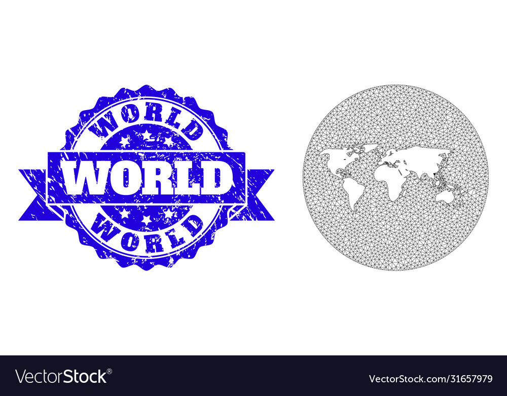 Wire frame mesh circle inverted map world vector image Wire frame mesh circle inverted map world