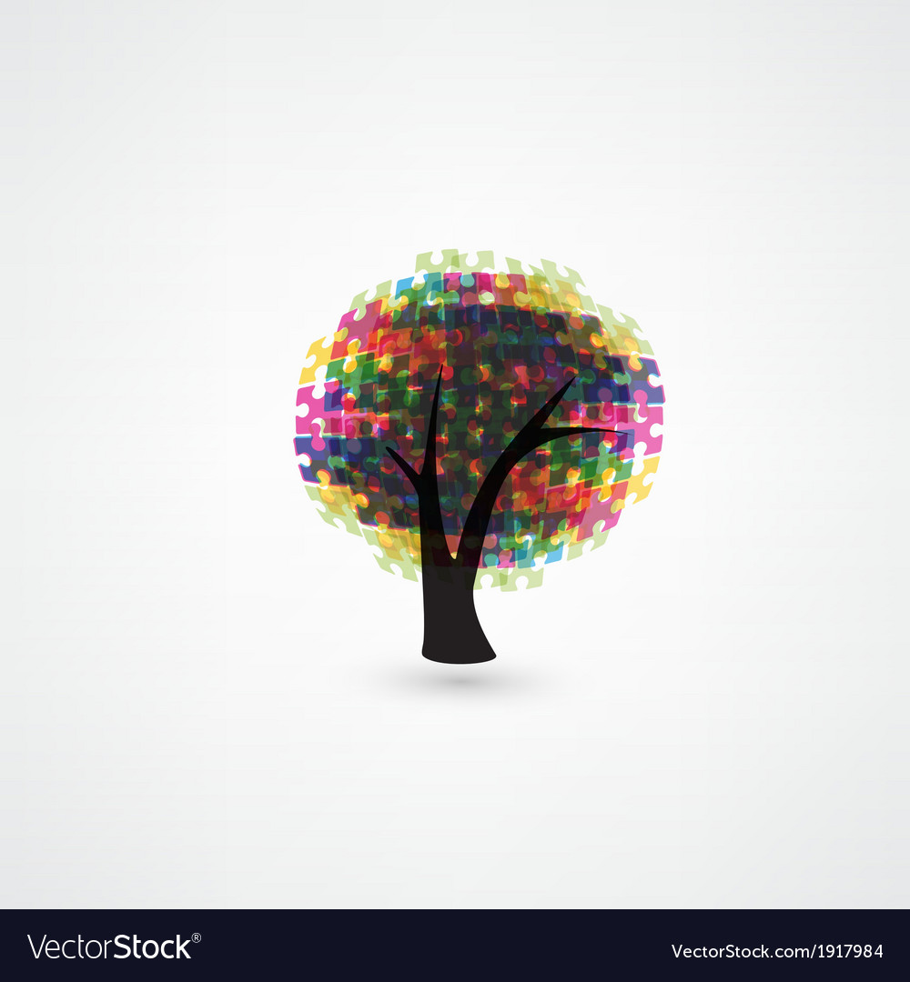 Abstract tree puzzle colorful background