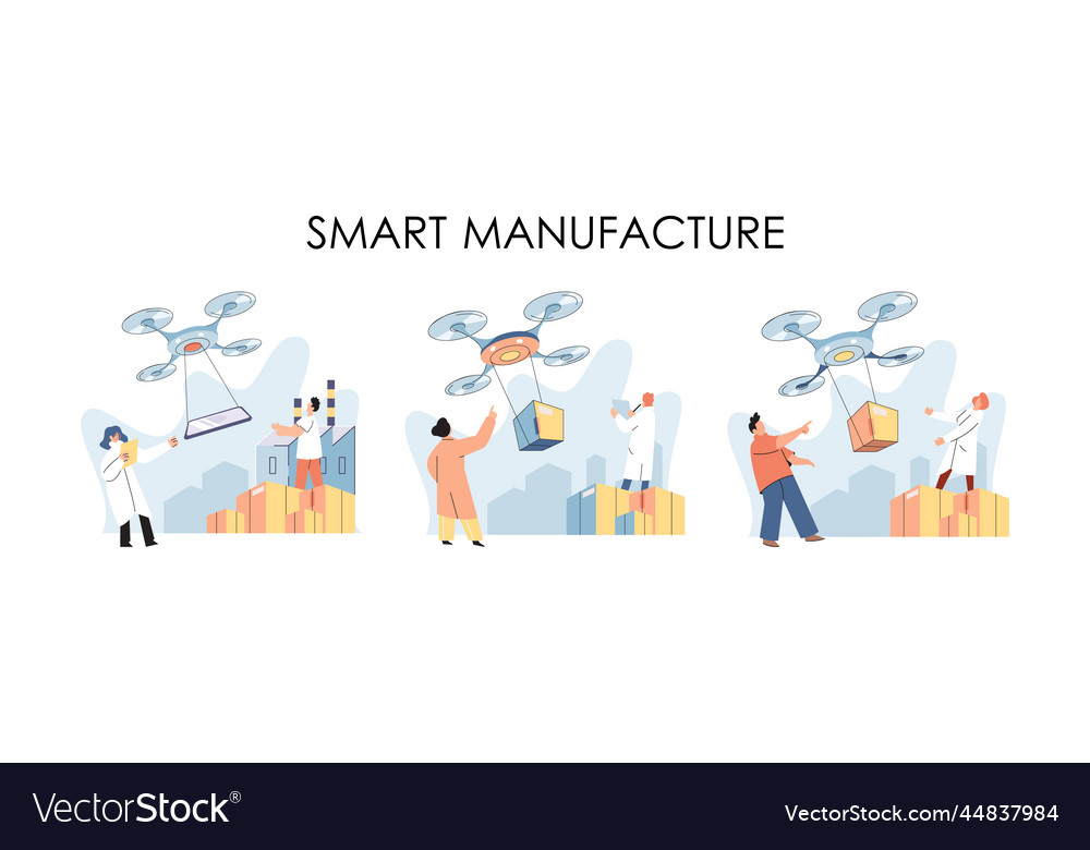 Automation and development of delivery process vector image Automation and development of delivery process
