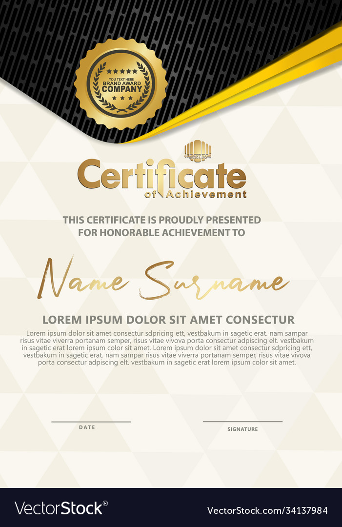 Certificate template with textured background Vector Image