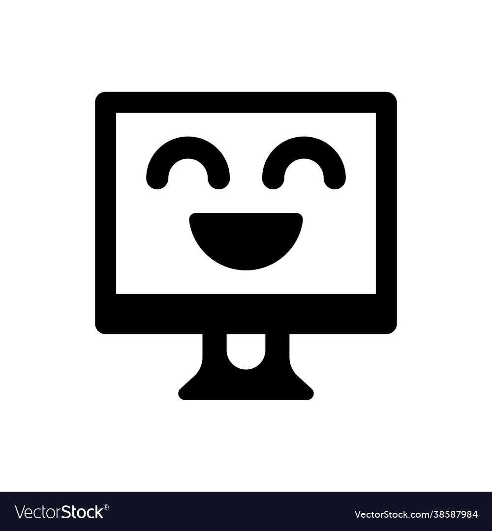 Computer cheerful icon Royalty Free Vector Image