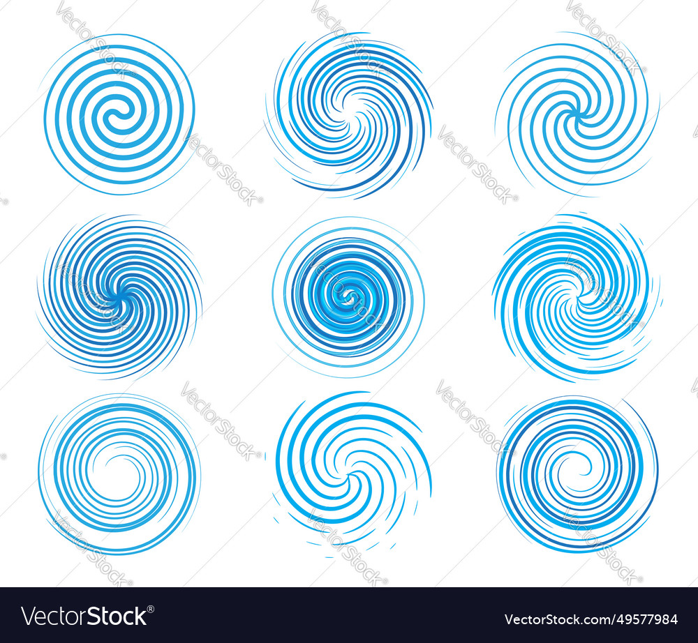 Design elements spiral motion twisted swirl set Vector Image Design elements spiral motion twisted swirl set