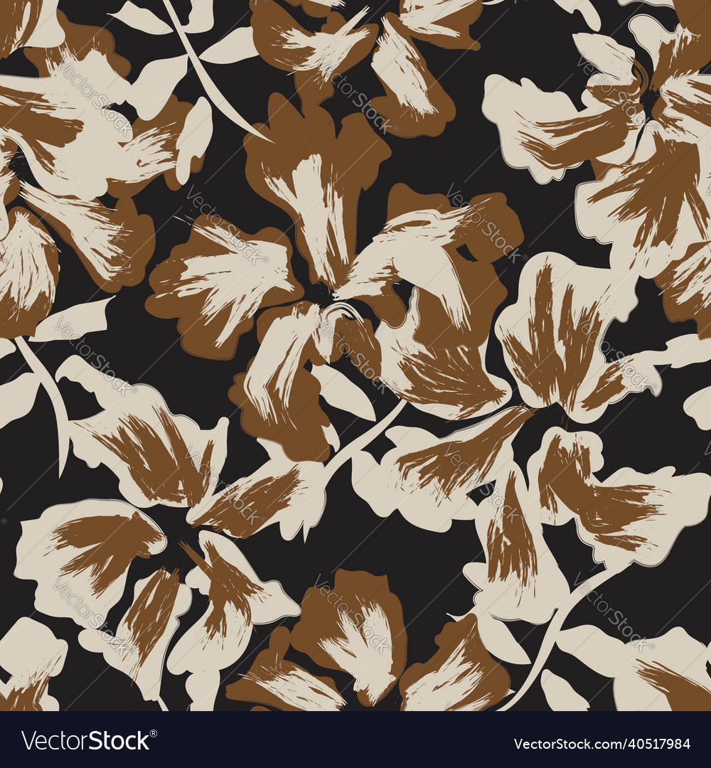 Floral brush strokes seamless pattern background vector image Floral brush strokes seamless pattern background