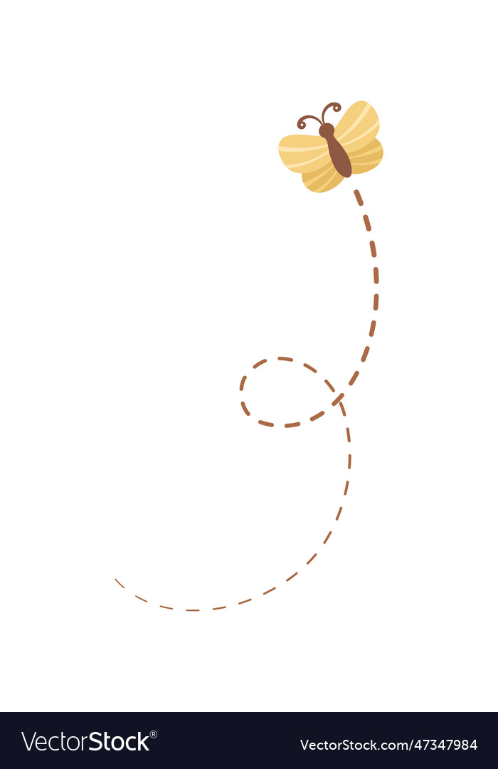 Flying butterfly trail with dashed line route Vector Image