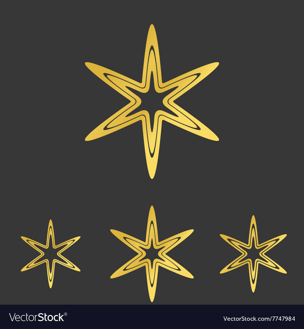 Golden line star logo design set