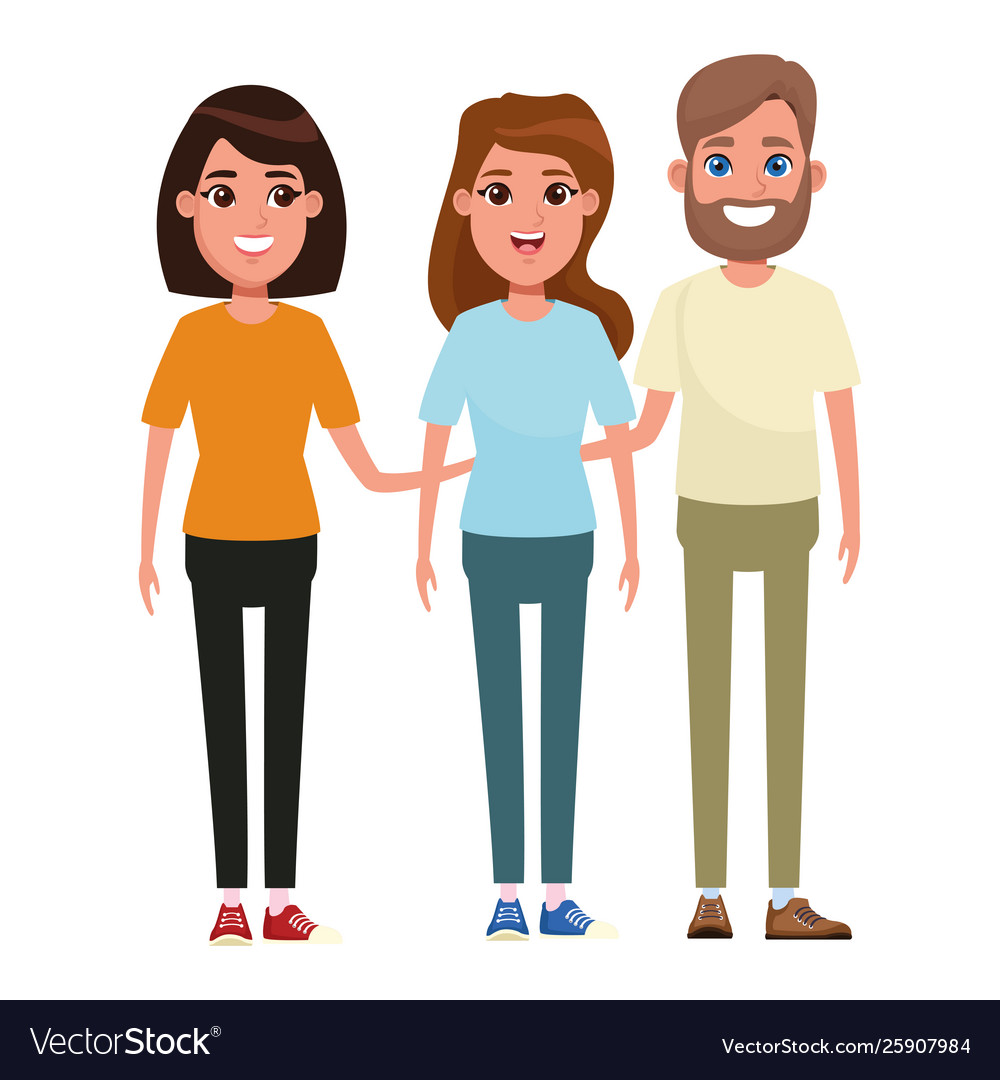 Group people avatar cartoon character