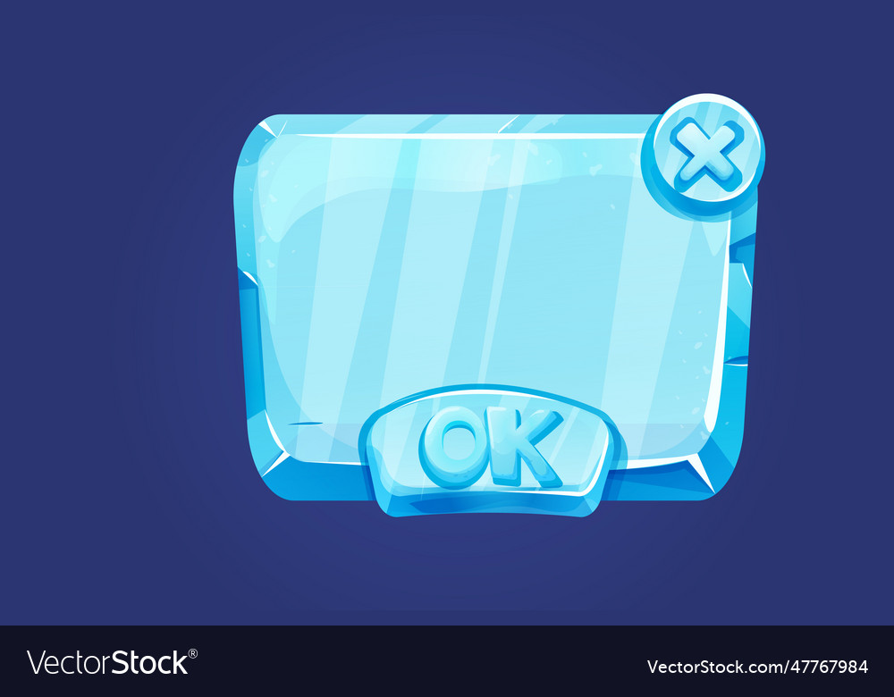 Ice button frozen frame level menu in cartoon