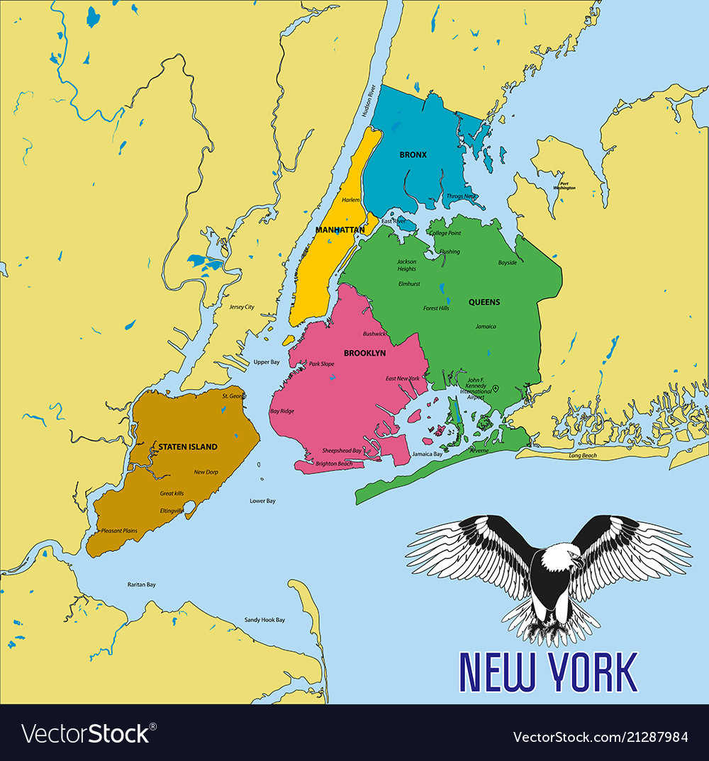 Map of new york Royalty Free Vector Image - VectorStock