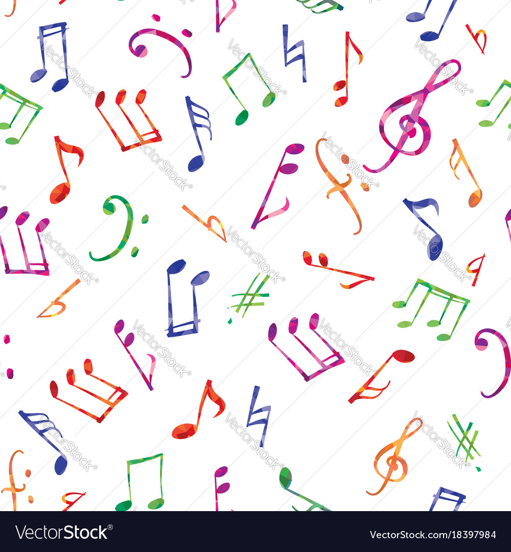 Music pattern notes and signs seamless Royalty Free Vector