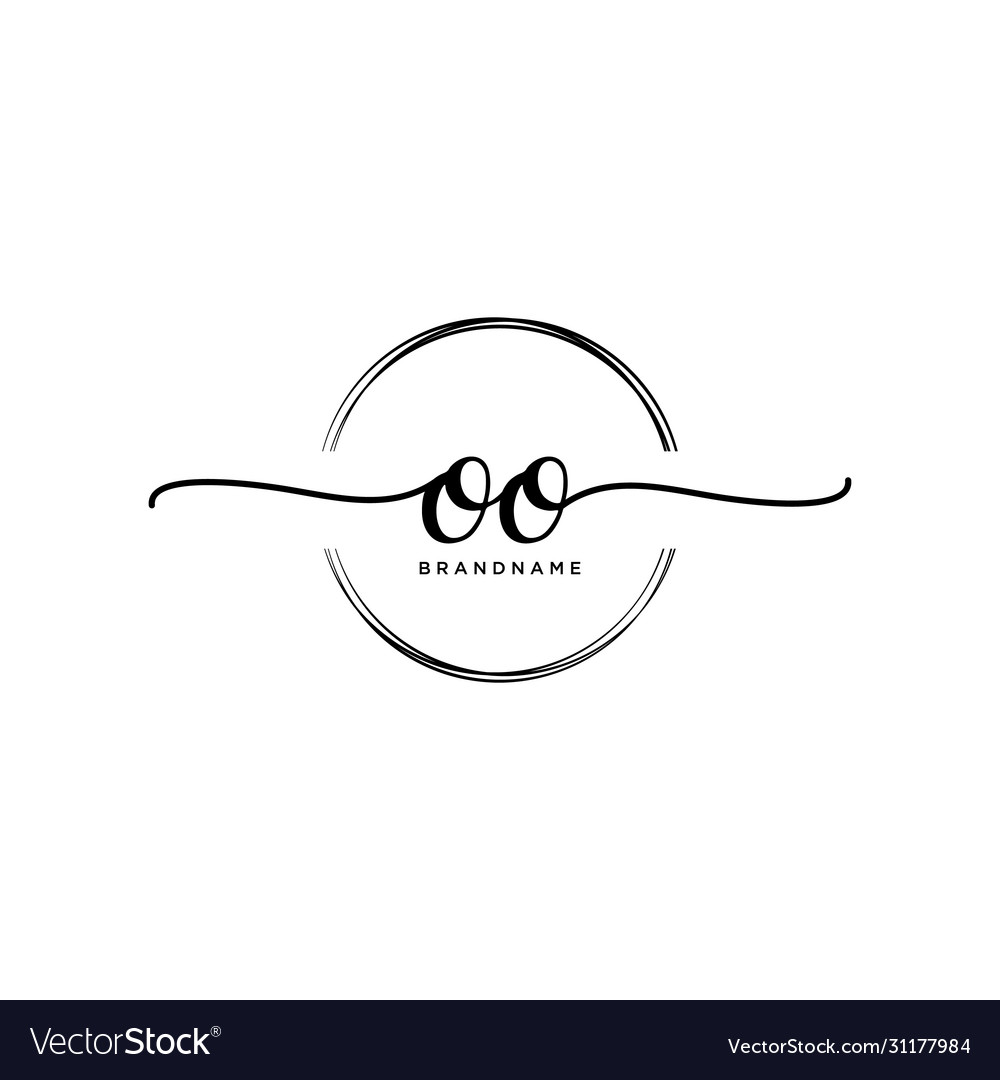 Oo initial handwriting logo with circle template Vector Image Oo initial handwriting logo with circle template
