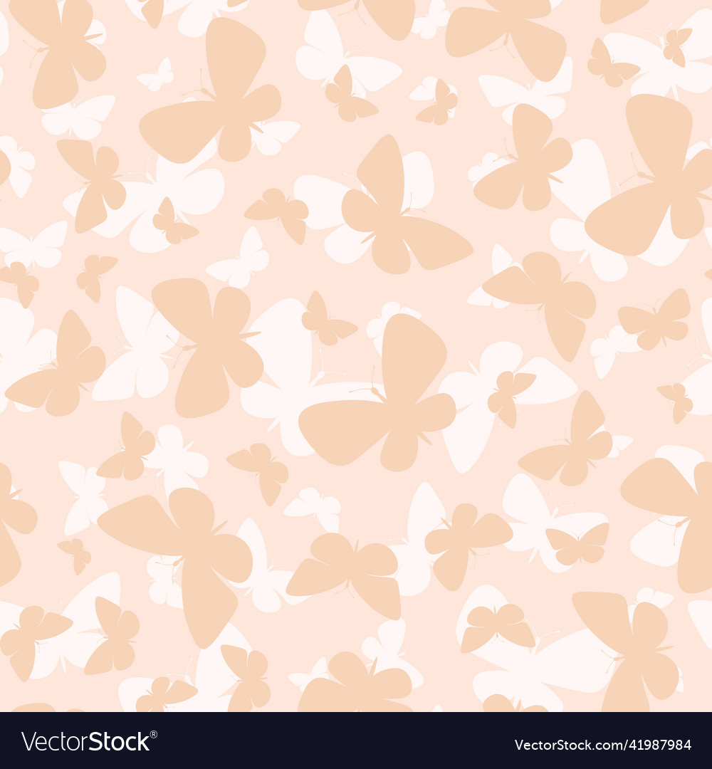 Peach butterfly seamless repeat pattern design vector image Peach butterfly seamless repeat pattern design