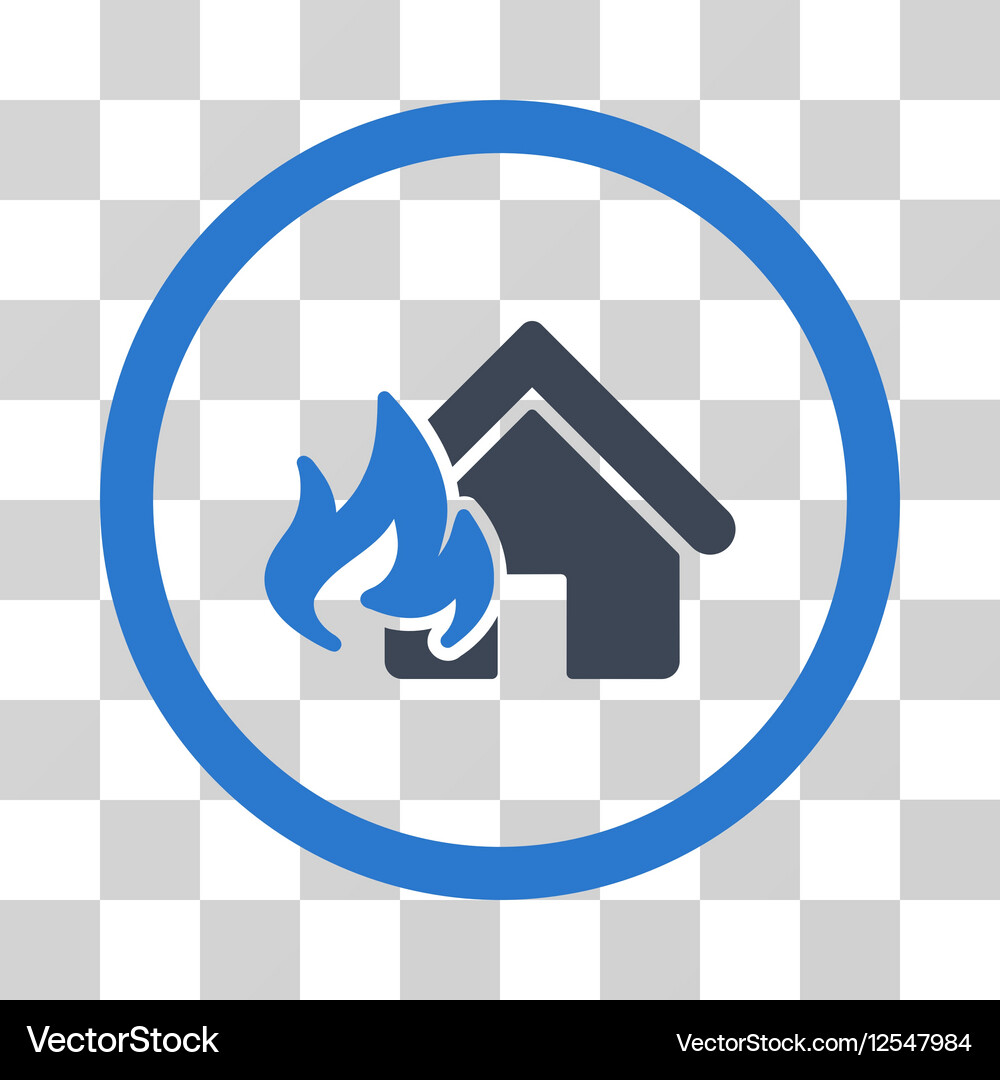 Realty fire damage flat rounded icon Royalty Free Vector