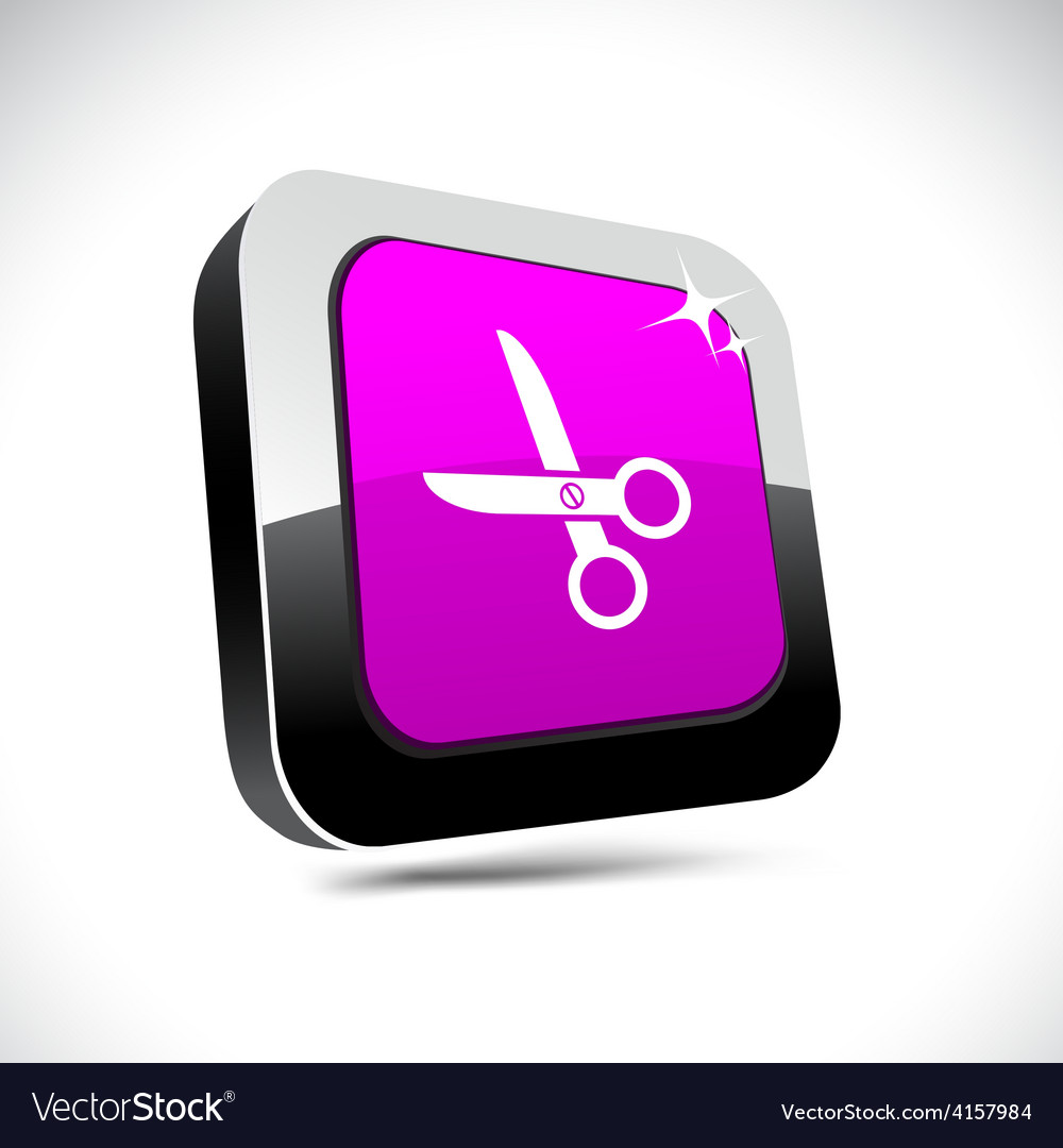 Scissors 3d square button