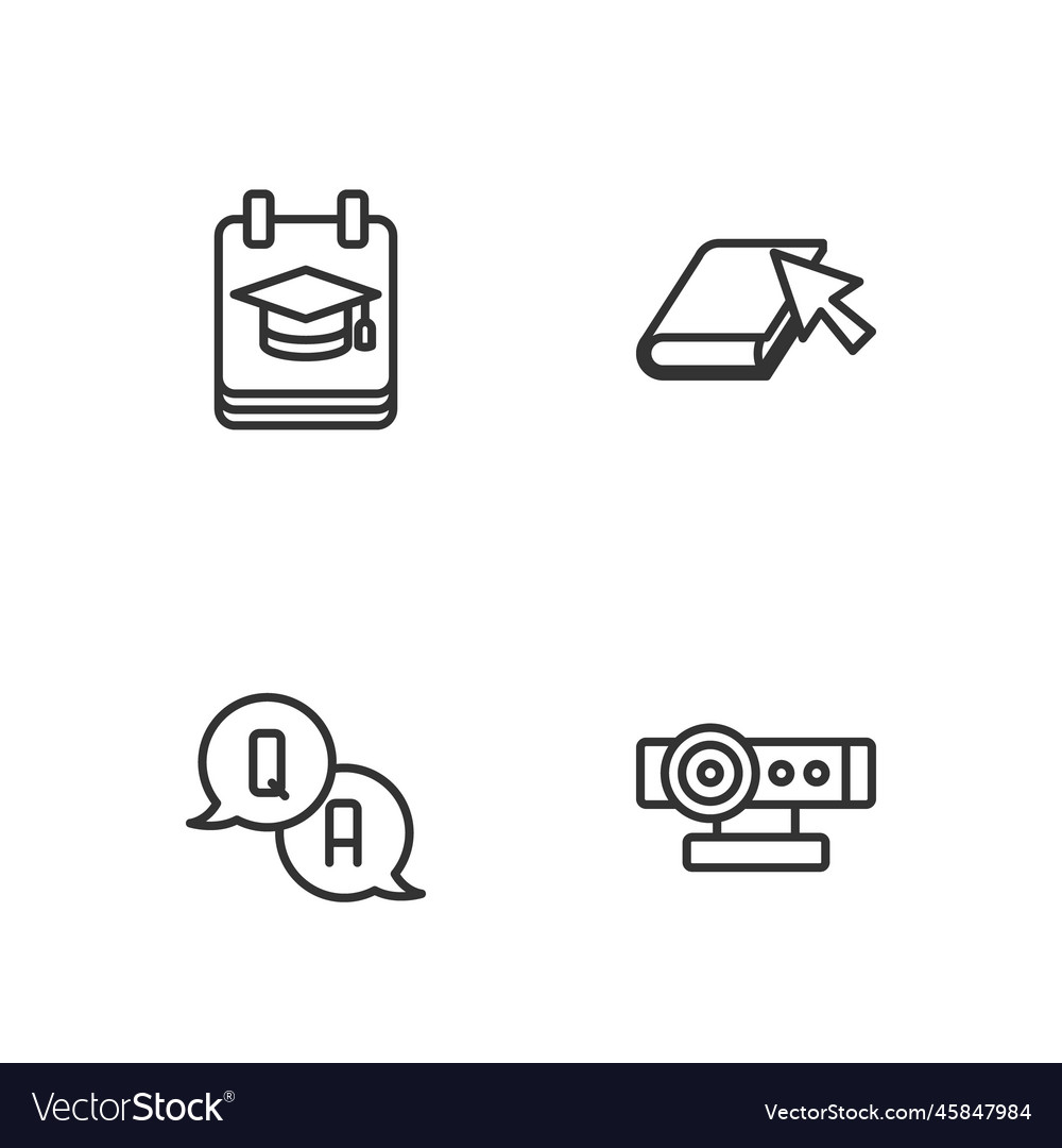 Set line web camera question and answer online vector image Set line web camera question and answer online