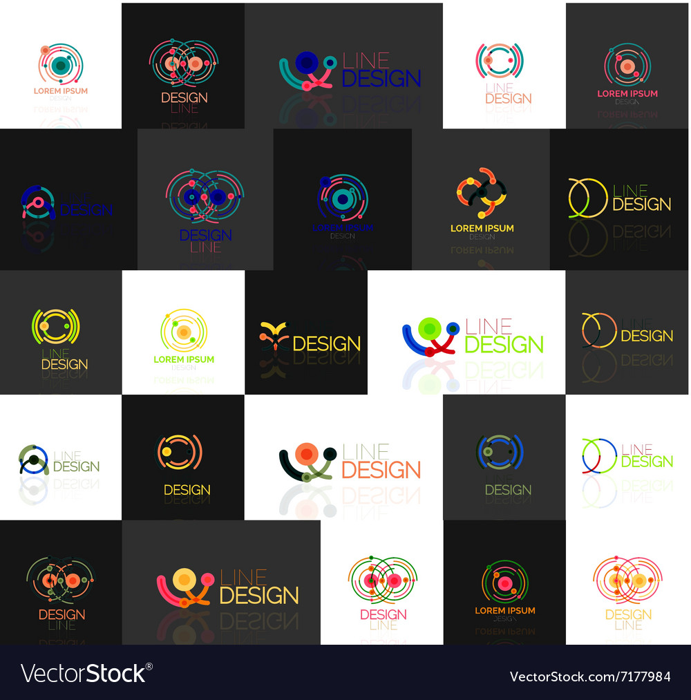 Set of linear abstract logos swirl circle
