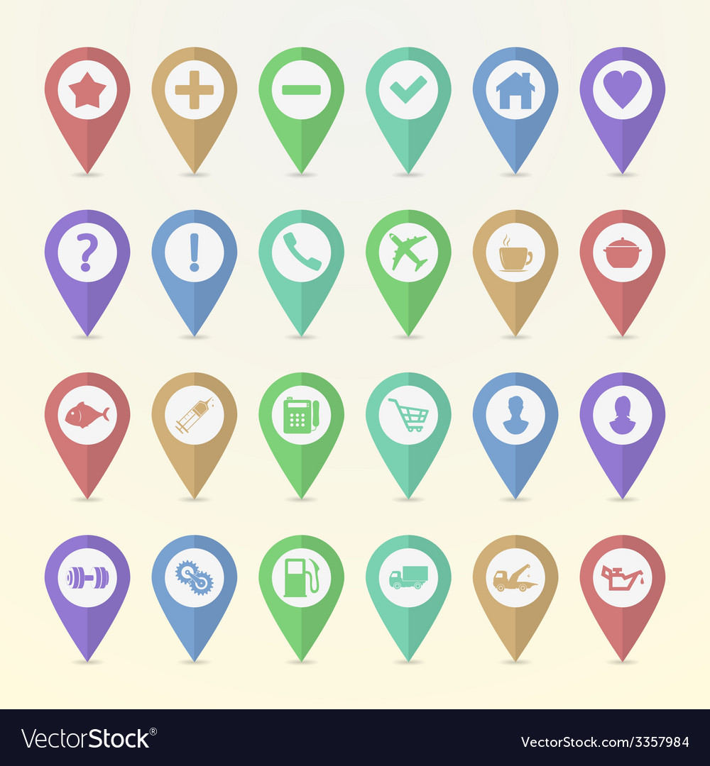 Set of map pointer icons