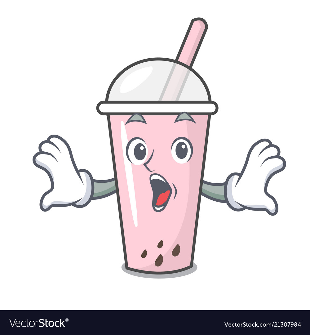 Surprised raspberry bubble tea character Vector Image Surprised raspberry bubble tea character