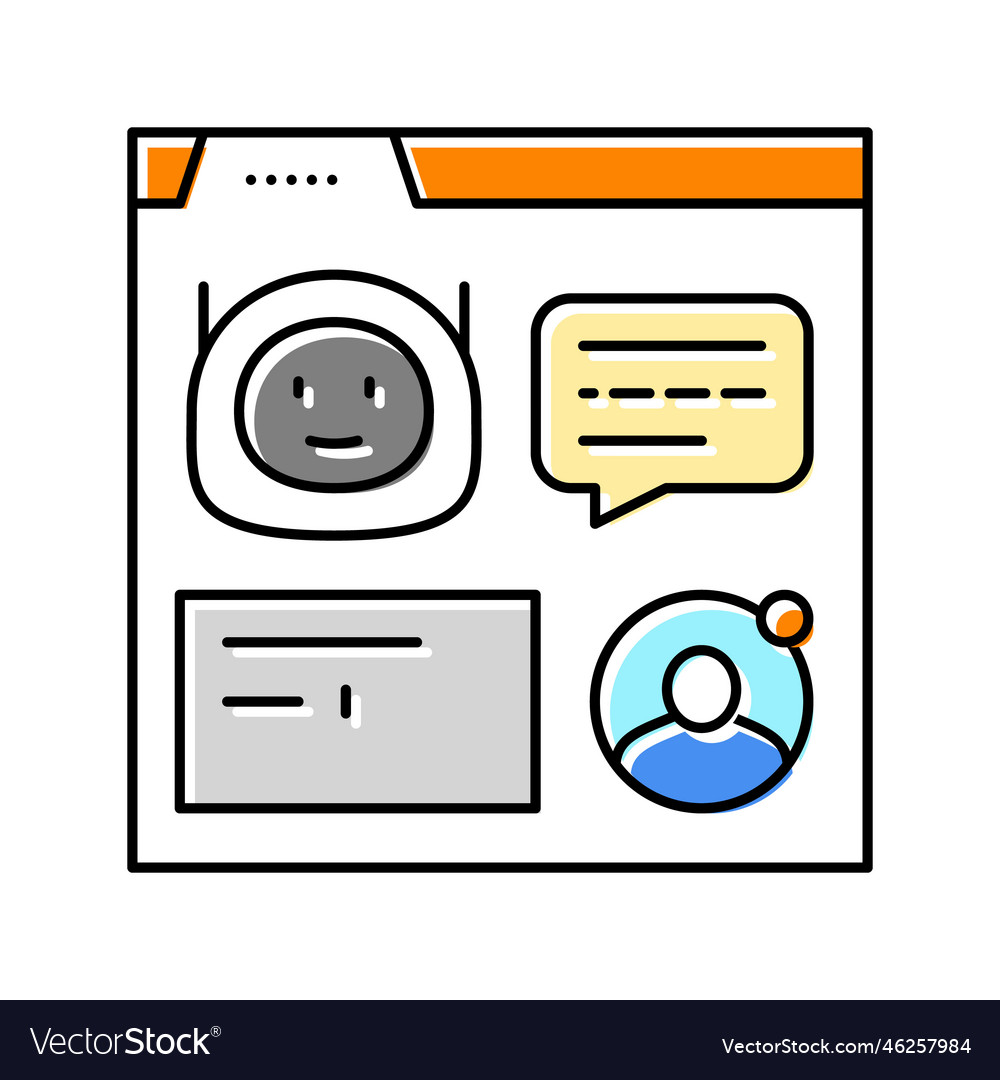 Web chat bot color icon vector image Web chat bot color icon
