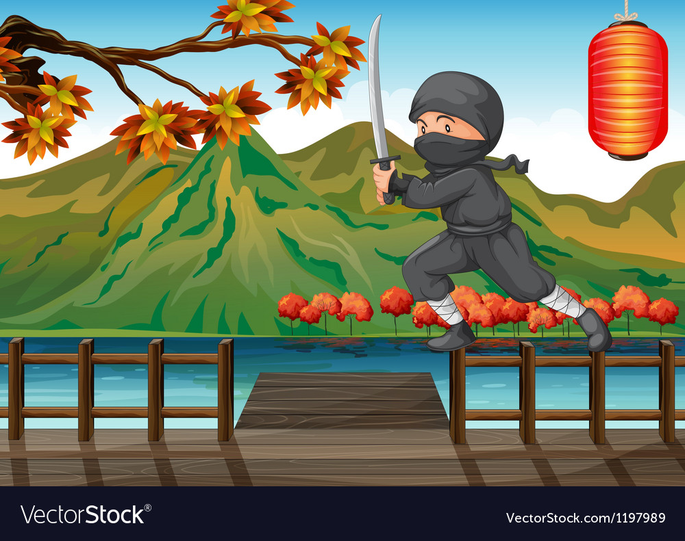 A Gray Ninja At The Seaport Royalty Free Vector Image