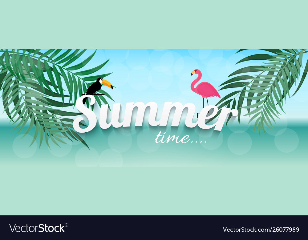 Abstract summer time background with flamingo