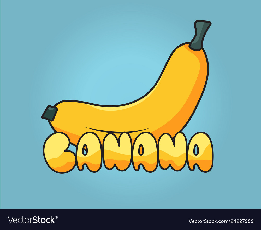 Banana with font or typography