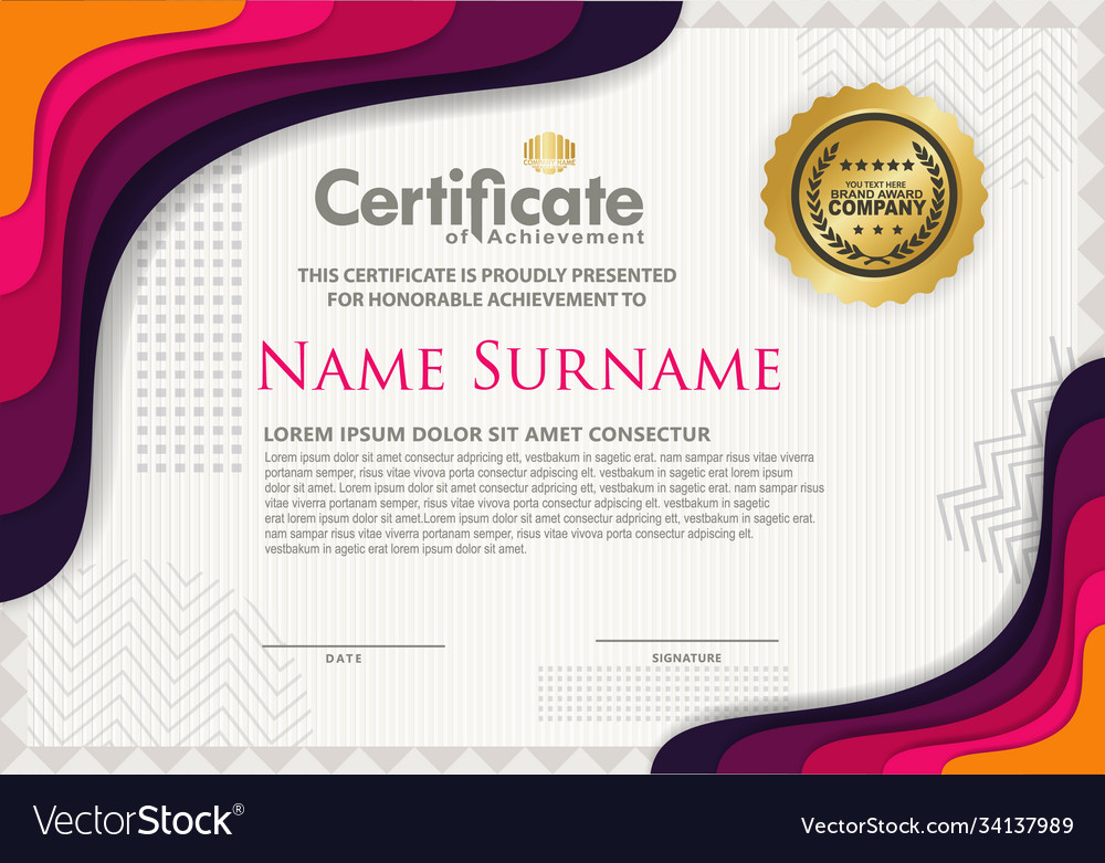 Certificate template with texture modern pattern vector image Certificate template with texture modern pattern