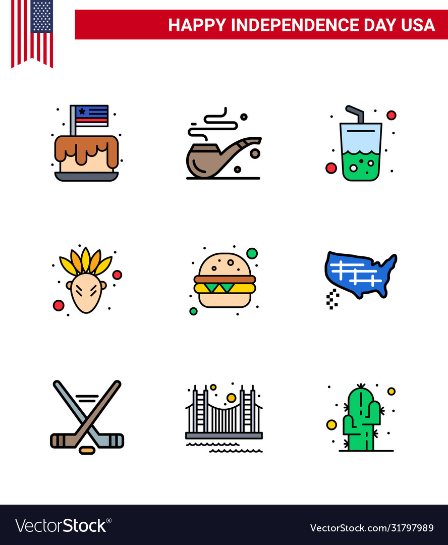 Set 9 usa day icons american symbols