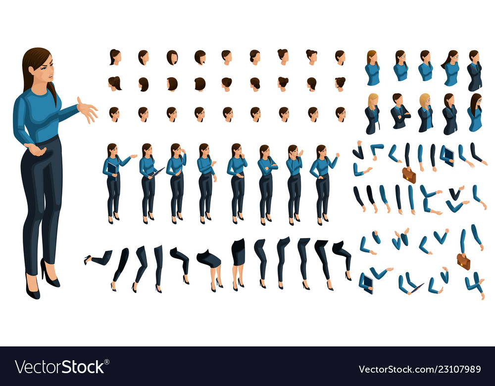 Set for create your character in isometric vector image Set for create your character in isometric