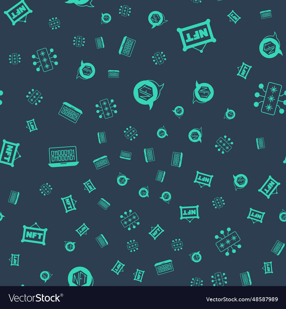 Set nft digital crypto art binary code and cyber vector image Set nft digital crypto art binary code and cyber
