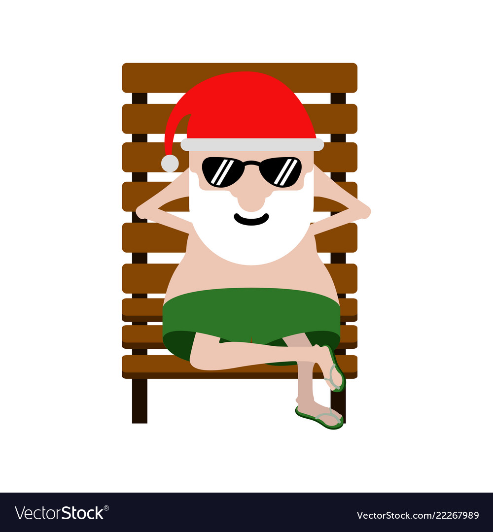 Summer santa claus on a beach chair