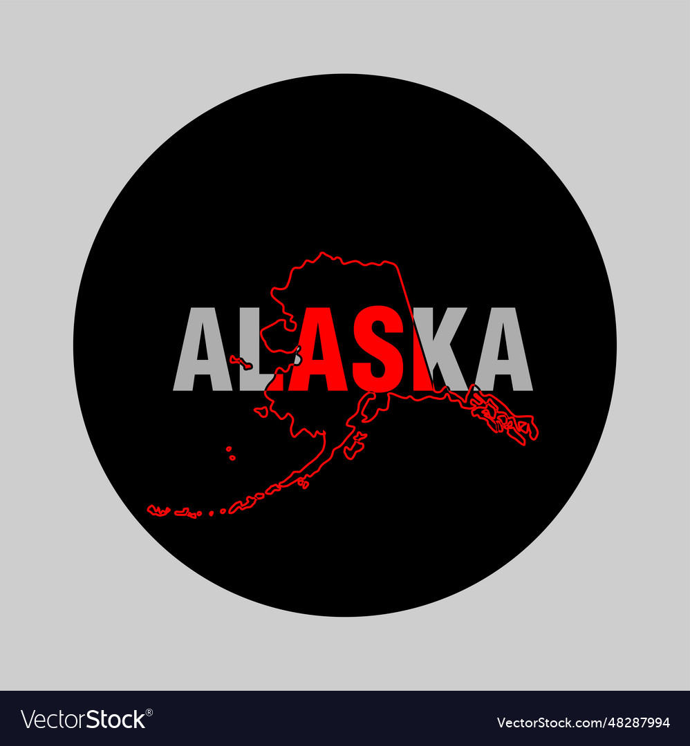 Alaska map typography with black round vector image Alaska map typography with black round