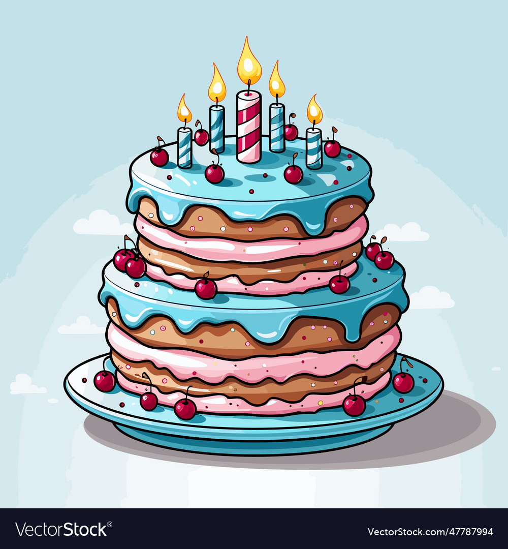 Geburtstag Kuchen handgezeichnet Comic vector image Geburtstag Kuchen handgezeichnet Comic