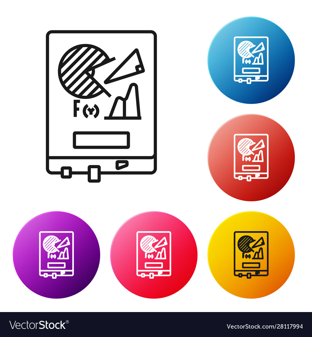 Black line board with graph chart icon isolated