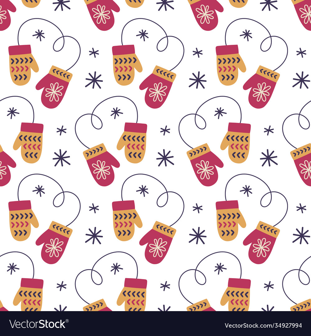 Christmas decoration seamless pattern with mittens