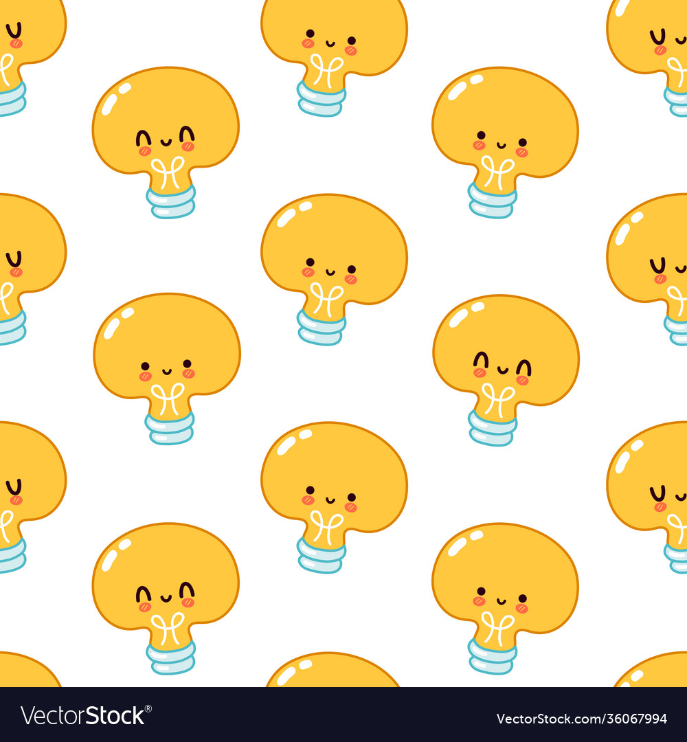 Cute funny light bulb seamless pattern