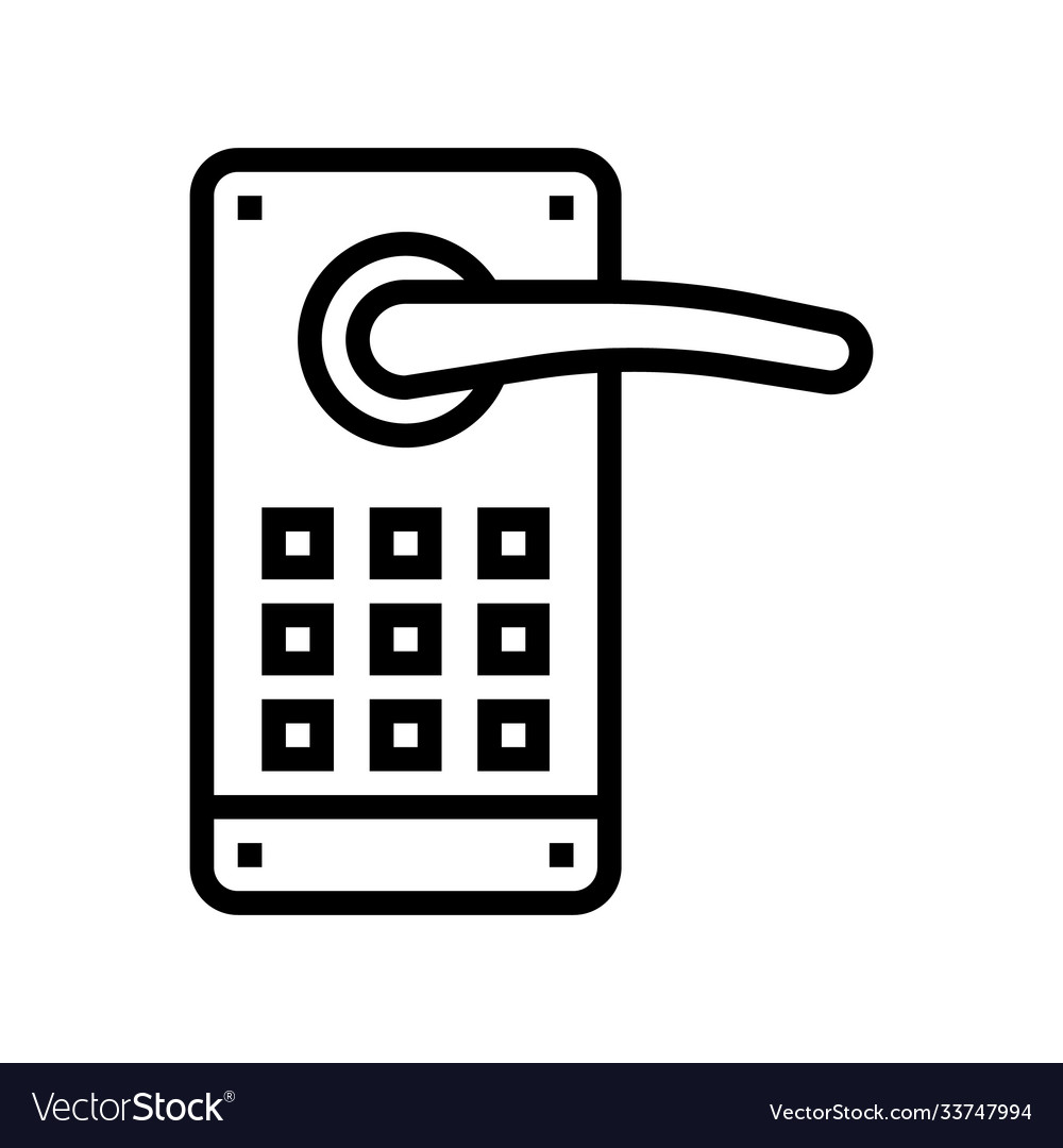 Door lock with password line icon isolated