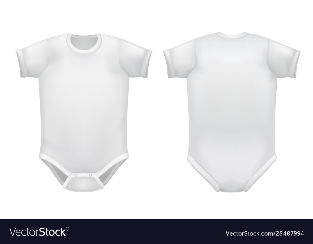 Isolated baby bodysuit mockup in realistic style Vector Image for Printable Free Editable Onesie Template