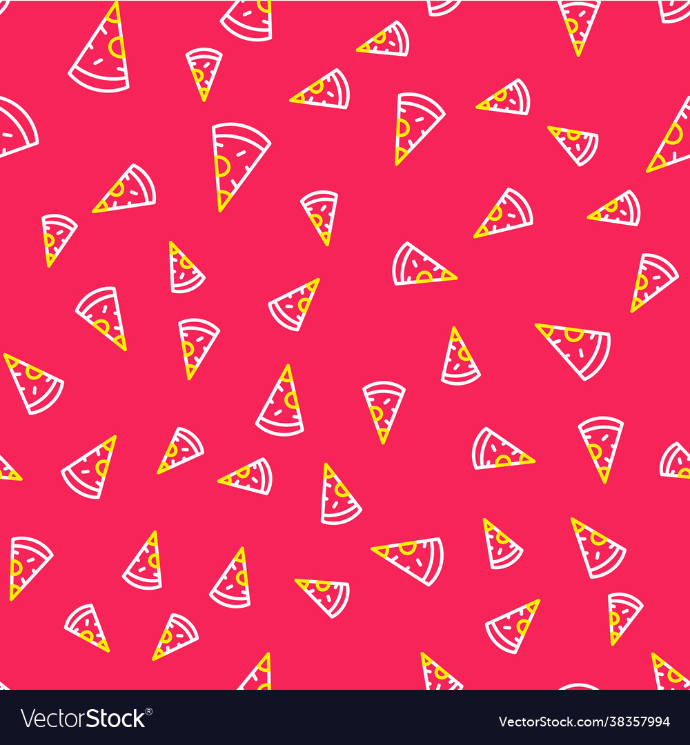 Line slice pizza icon isolated seamless pattern vector image Line slice pizza icon isolated seamless pattern